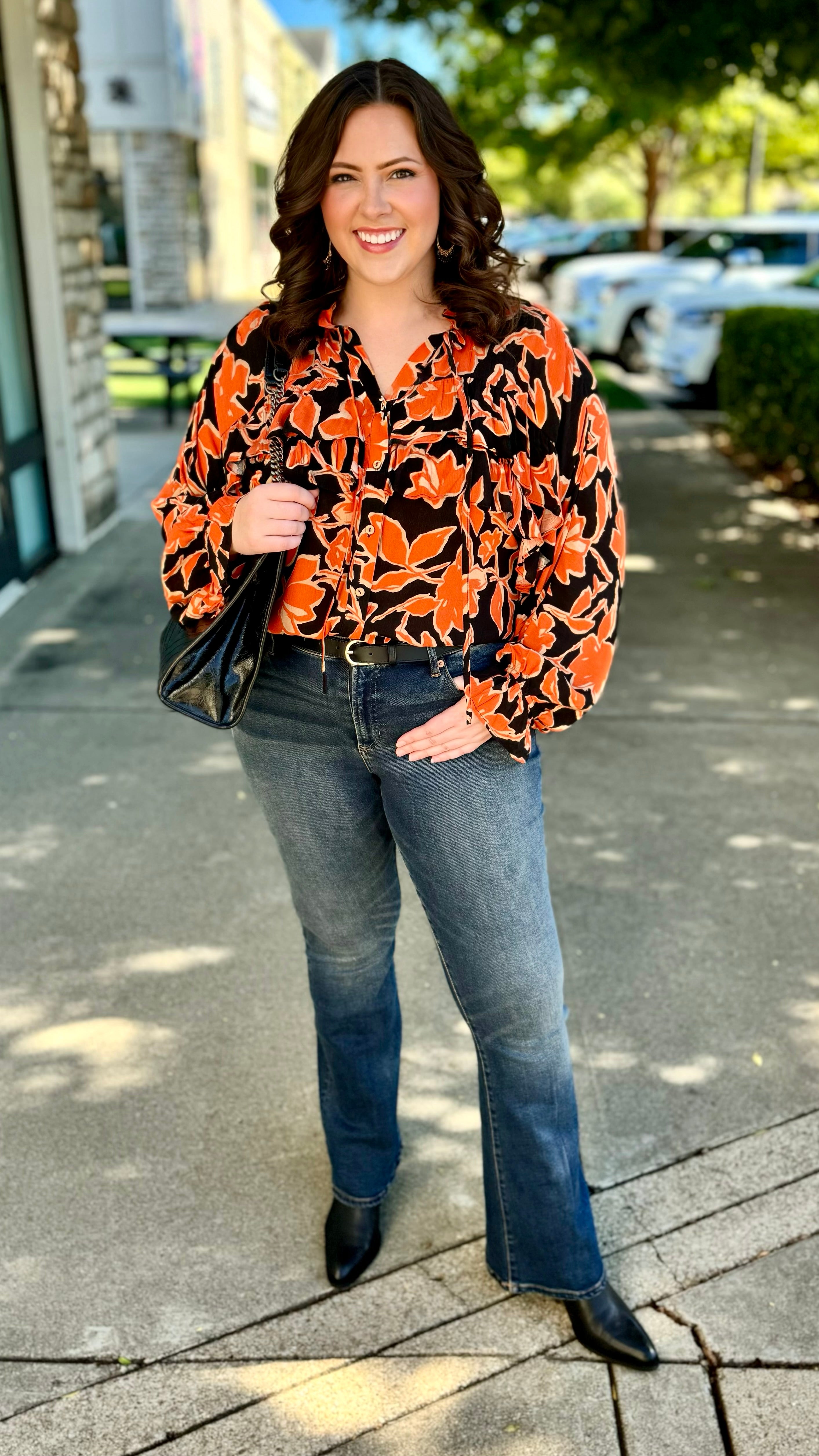 button up ruffle blouse