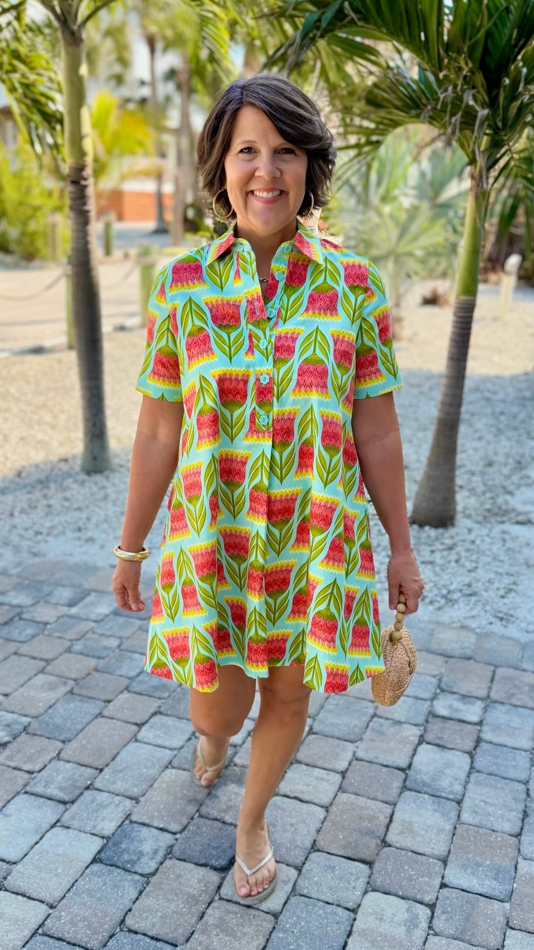 Uncle Frank Swing Shirt Dress - Aqua