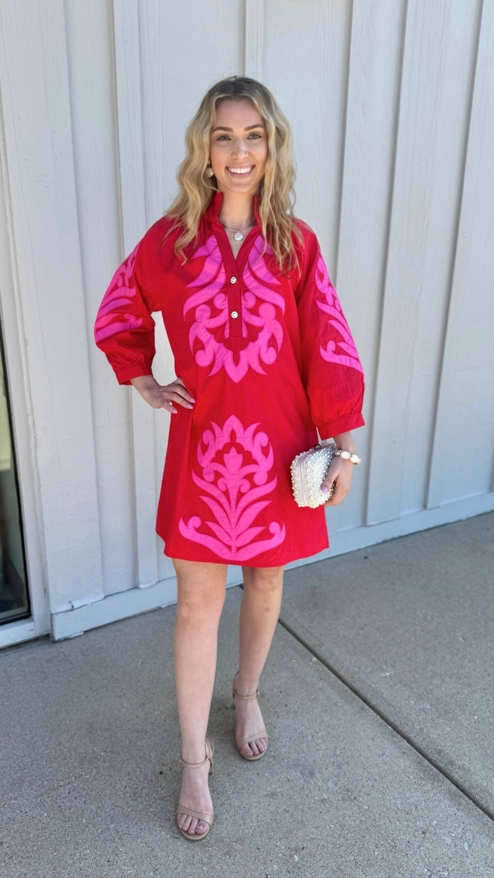 Clarissa Dress - Red & Pink