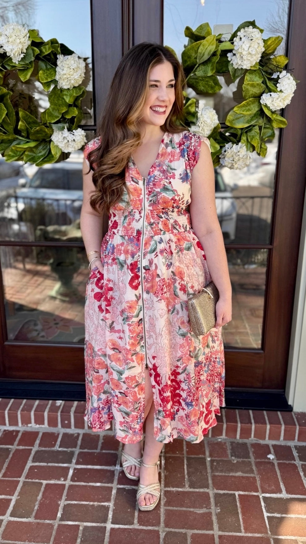 Daphne Floral Dress - Fuchsia Mix