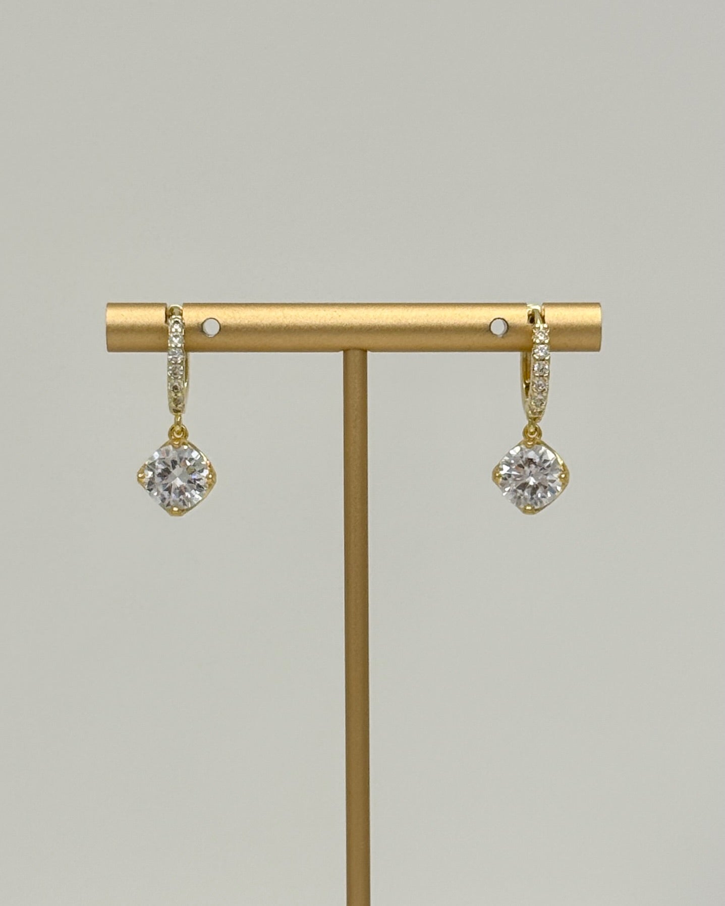 Gold Round Baguette Huggies