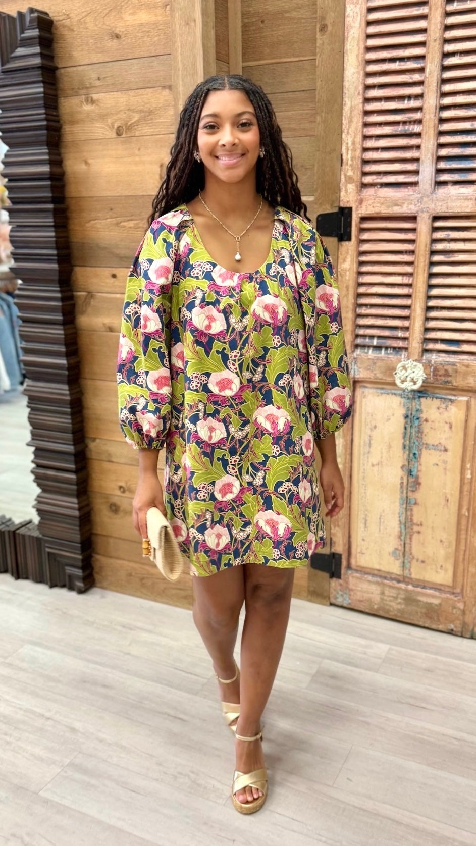Uncle Frank Big Roses Dress - Navy
