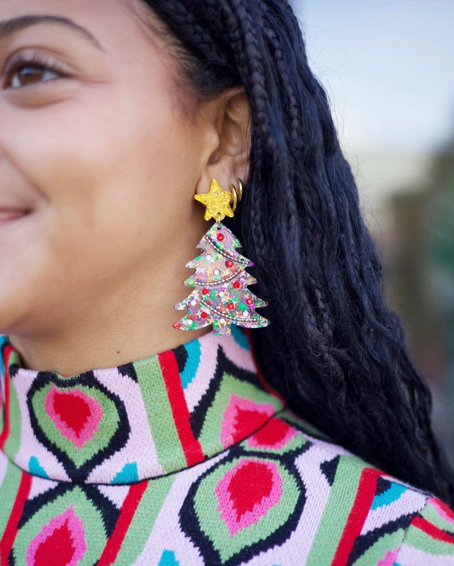 Decorated Christmas Tree Earrings