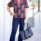 Chloe Floral Top - Black/ Wine