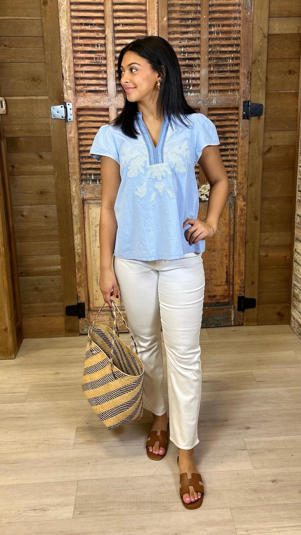 Logan Abstract Top - Light Blue
