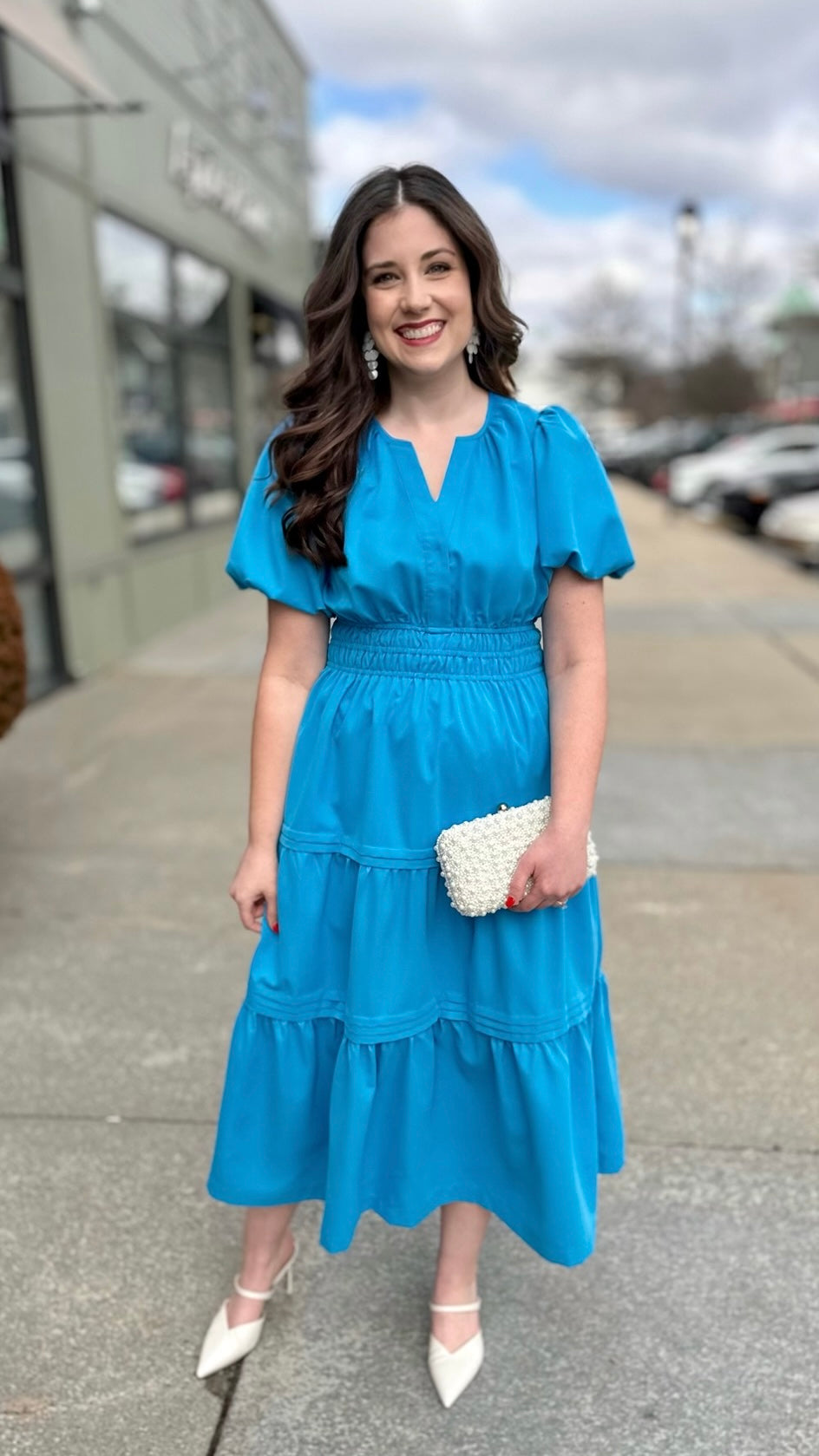 Sara Summer Smocked Maxi Dress - Turquoise