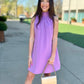 Ella Ruffle Neck Shift Dress - Lavender