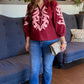 Joseline Swirl Top - Burgundy & Pink