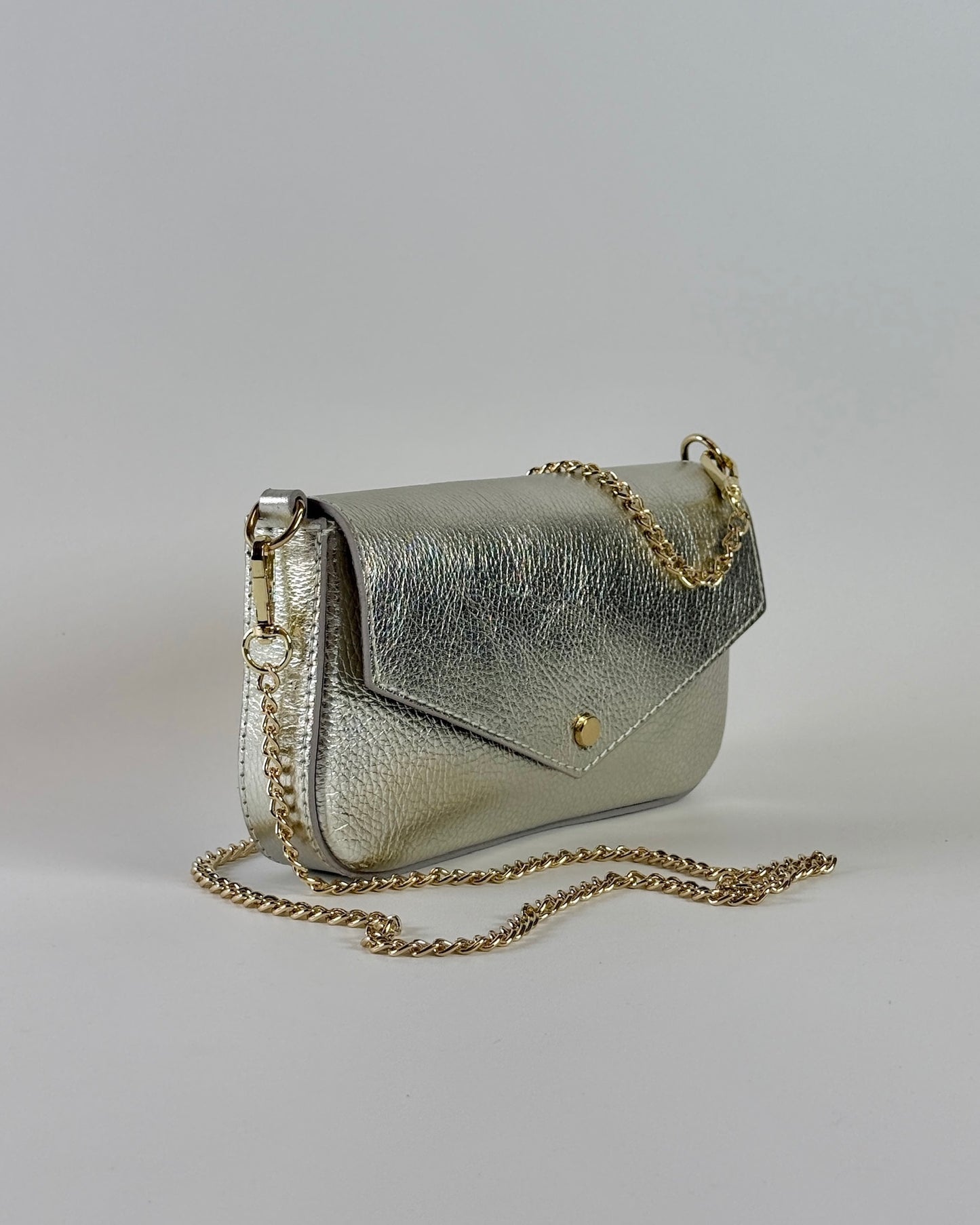 Italian Leather Handle & Crossbody - Gold