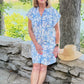THML Eliza Button Up Shirt Dress - Blue & White Print