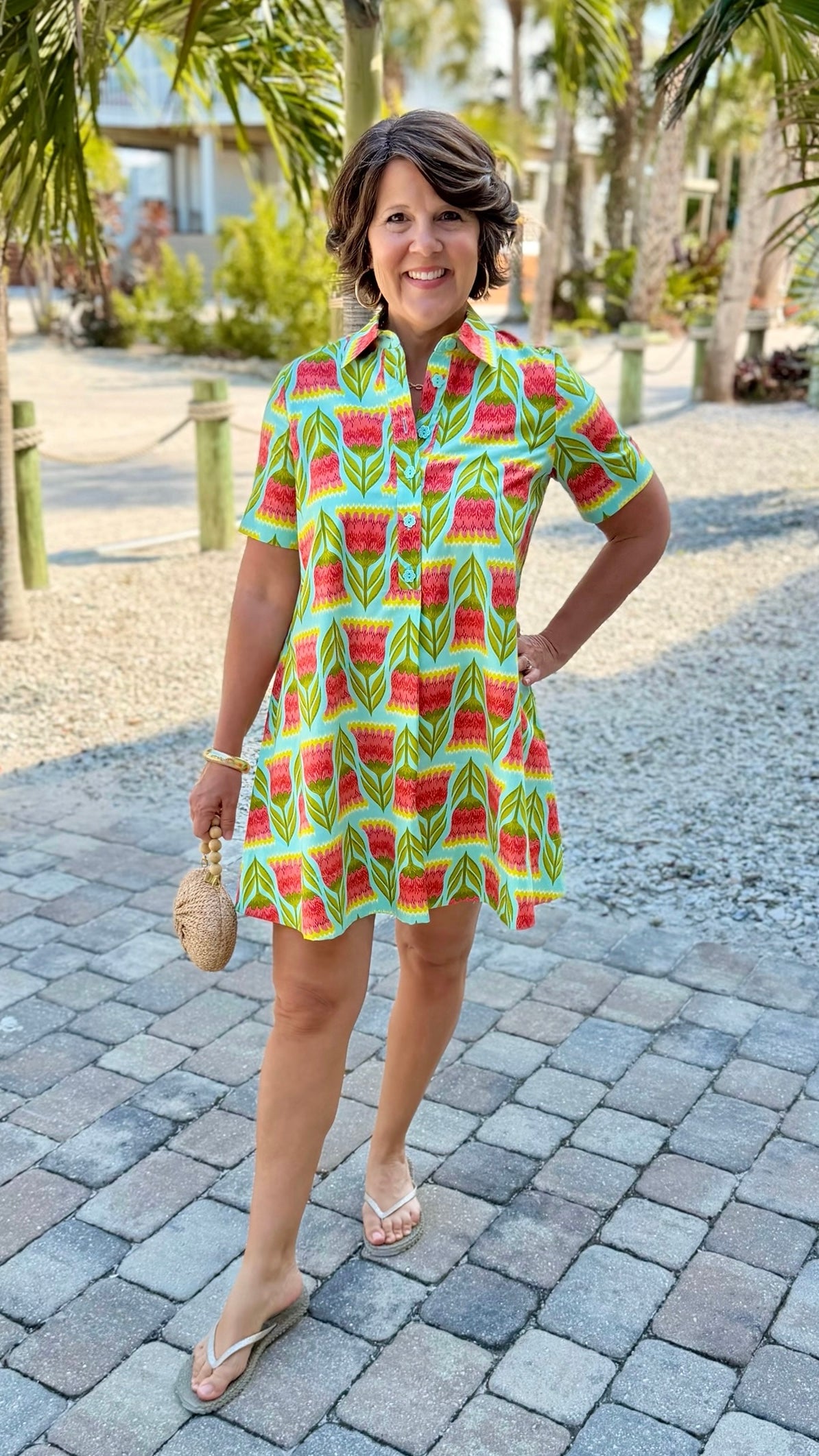 Uncle Frank Swing Shirt Dress - Aqua