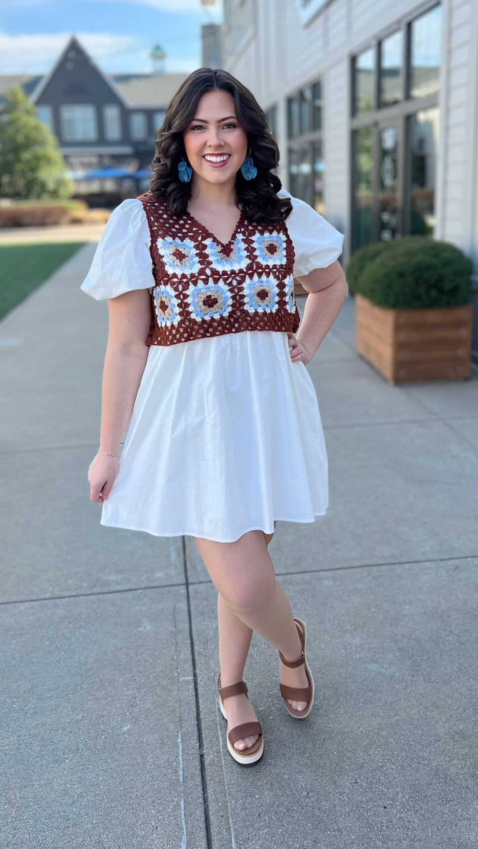 Crochet Overlay White Dress