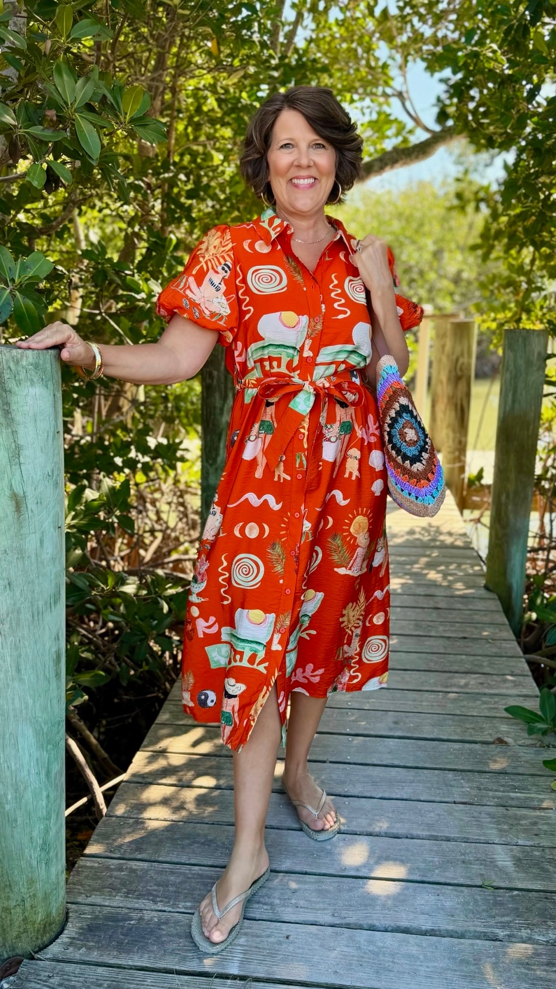 Maya Beach Belted Dress - Orange