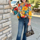 Tara Rust Floral Silky Blouse
