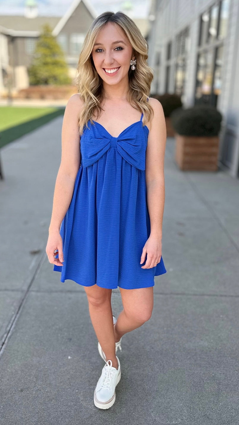 Little Blue Bow Babydoll Dress