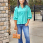 Sarah Button Up Blouse - Emerald