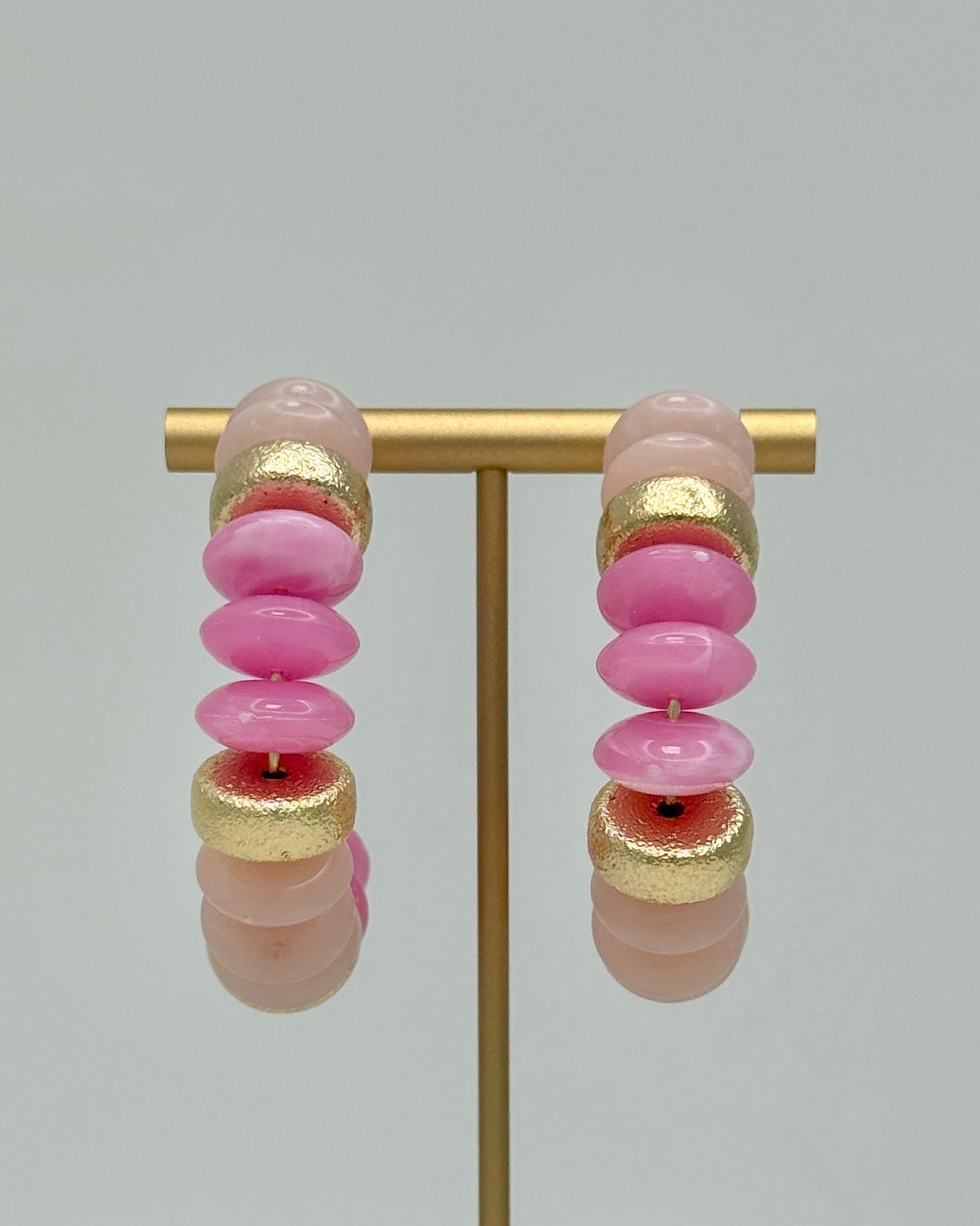 Pink & Gold Bold Bead Hoops