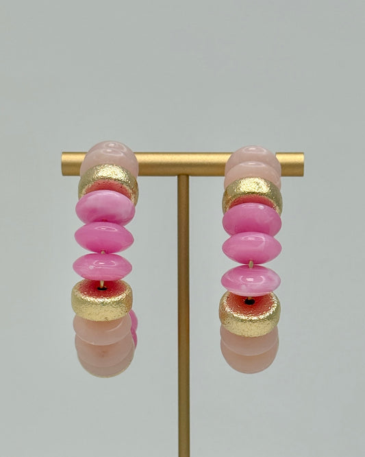 Pink & Gold Bold Bead Hoops