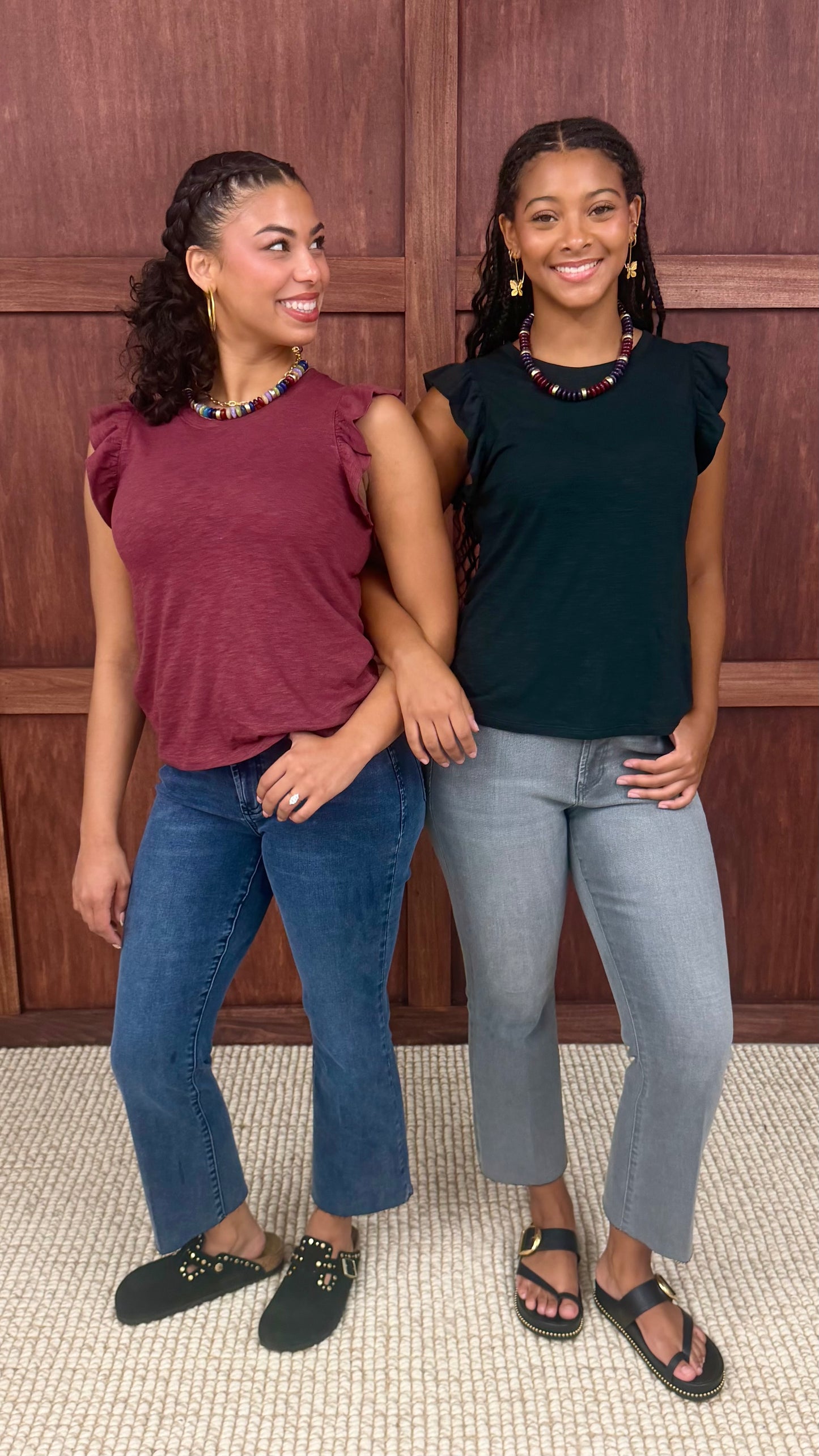 Another Love Flutter Sleeve North Tee - Merlot