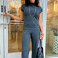 Jacquard Pull On Pant - Charcoal