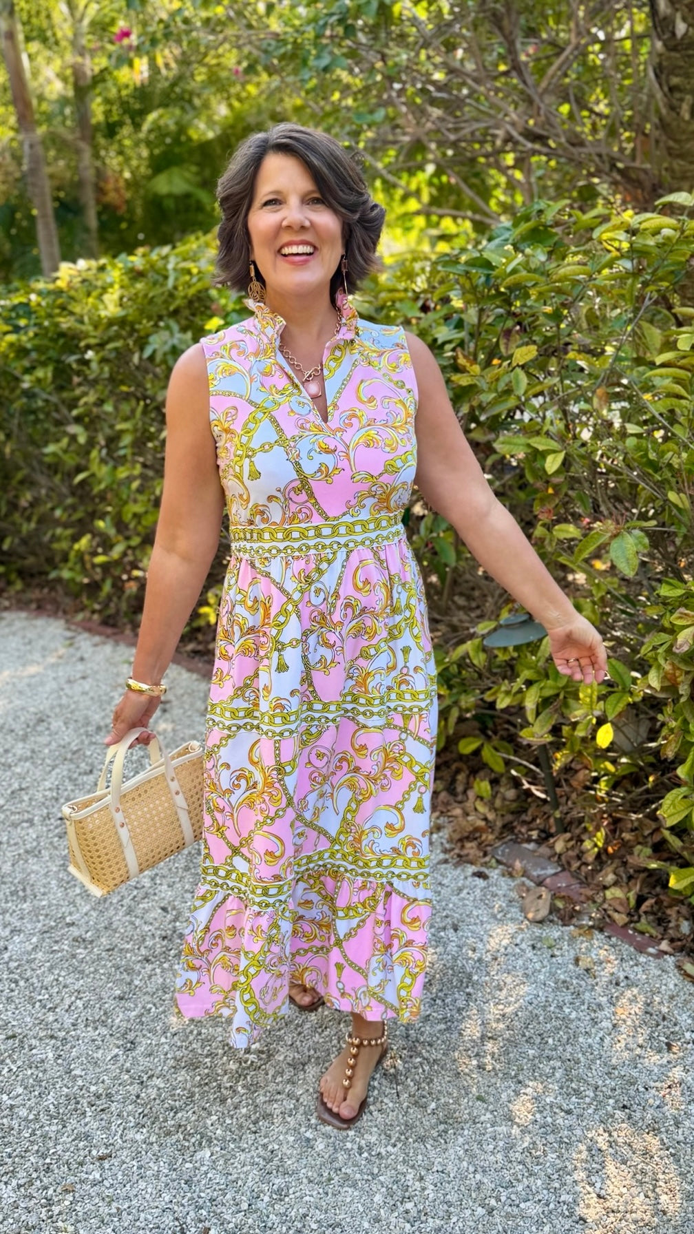 Tabi Chain Print Dress - Pink Multi