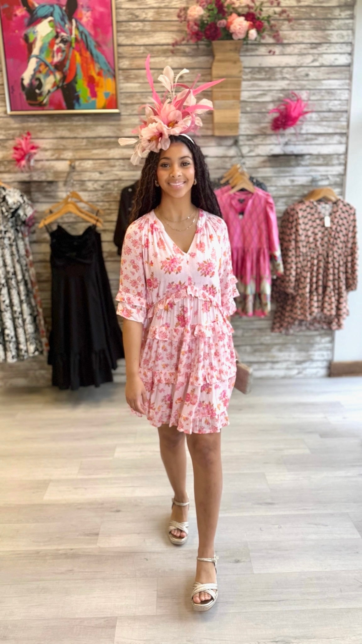 Angie Ruffle Dress - Pink