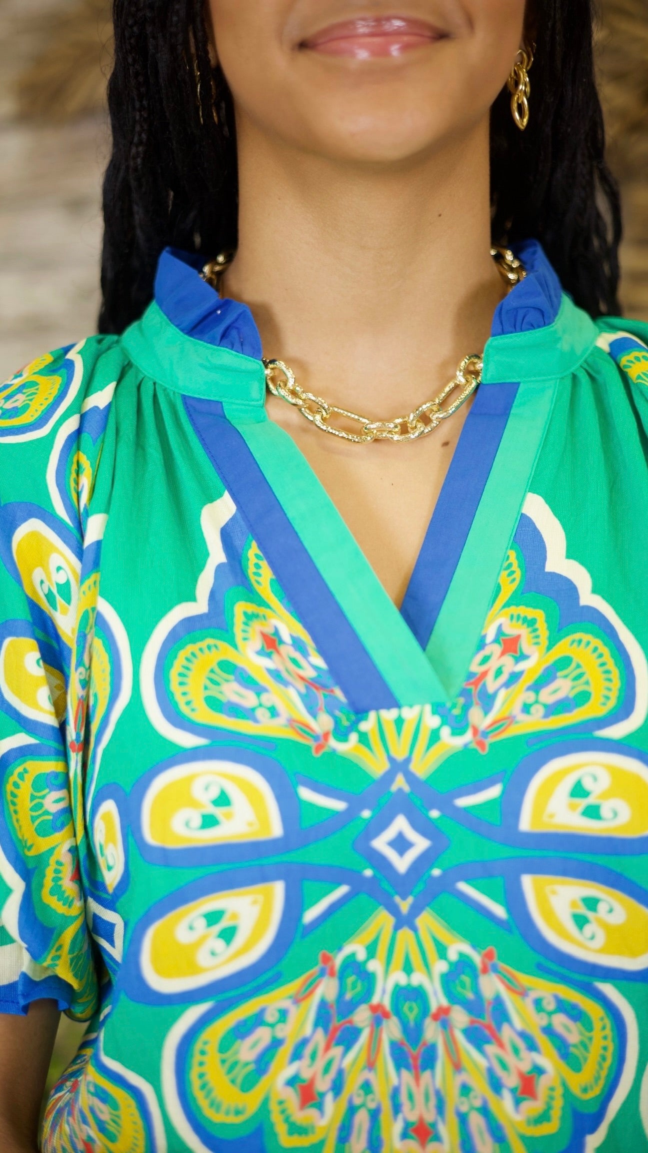 Isla Floral Top - Green