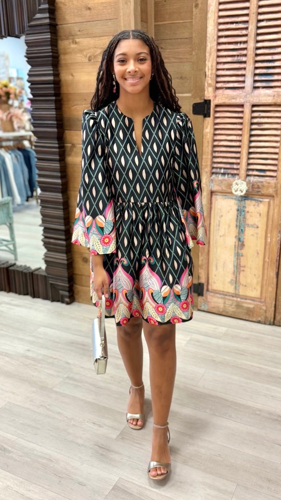 Frances Floral Dress - Black