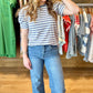Emily Pleated Stripe Top - Slate