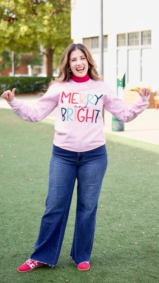 Merry & Bright Sweatshirt - Pink