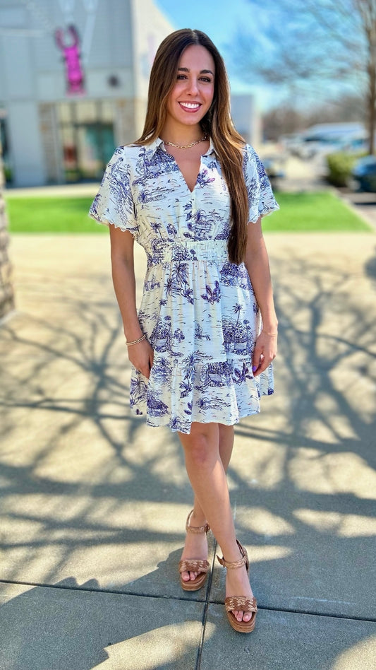 Tropical Breeze Short Dress - Ivory