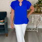 Ruched Ruffle Sleeve Top - Royal