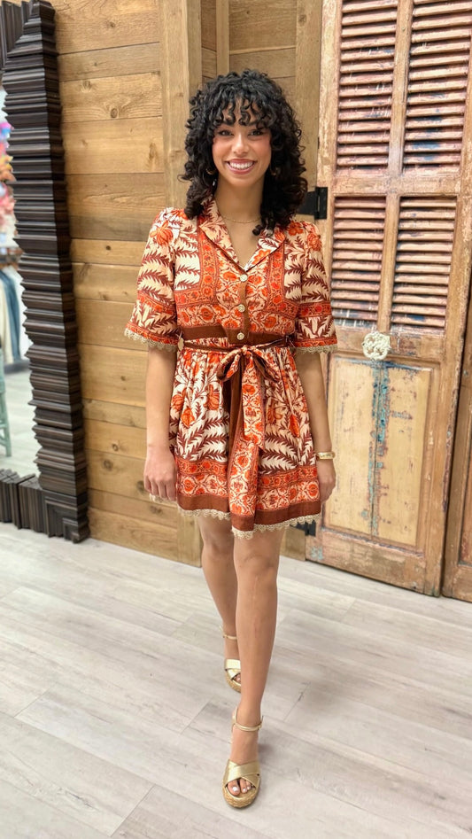 Caden Dress - Rust
