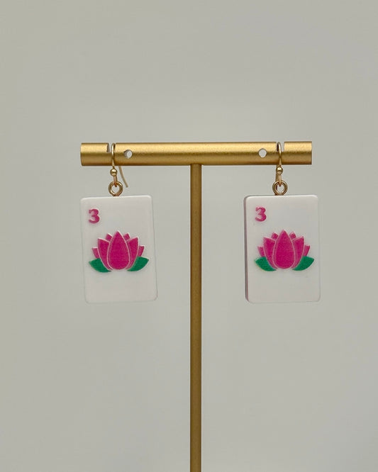 Flower Mahjong Tile Earrings