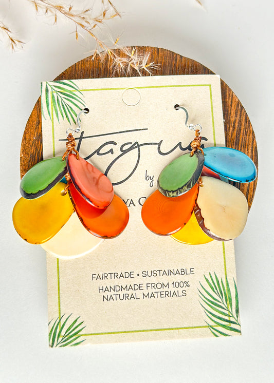 Tagua Jordin Petal Pile Earrings - Multi