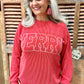 Merry Ribbed Crewneck Top - Red