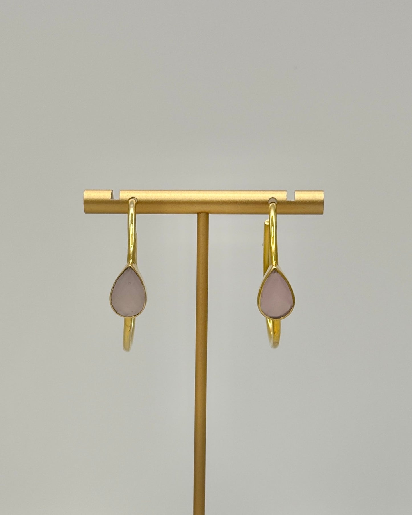 Light Pink Teardrop Crystal Hoop Earrings
