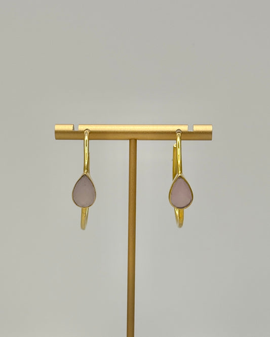 Light Pink Teardrop Crystal Hoop Earrings