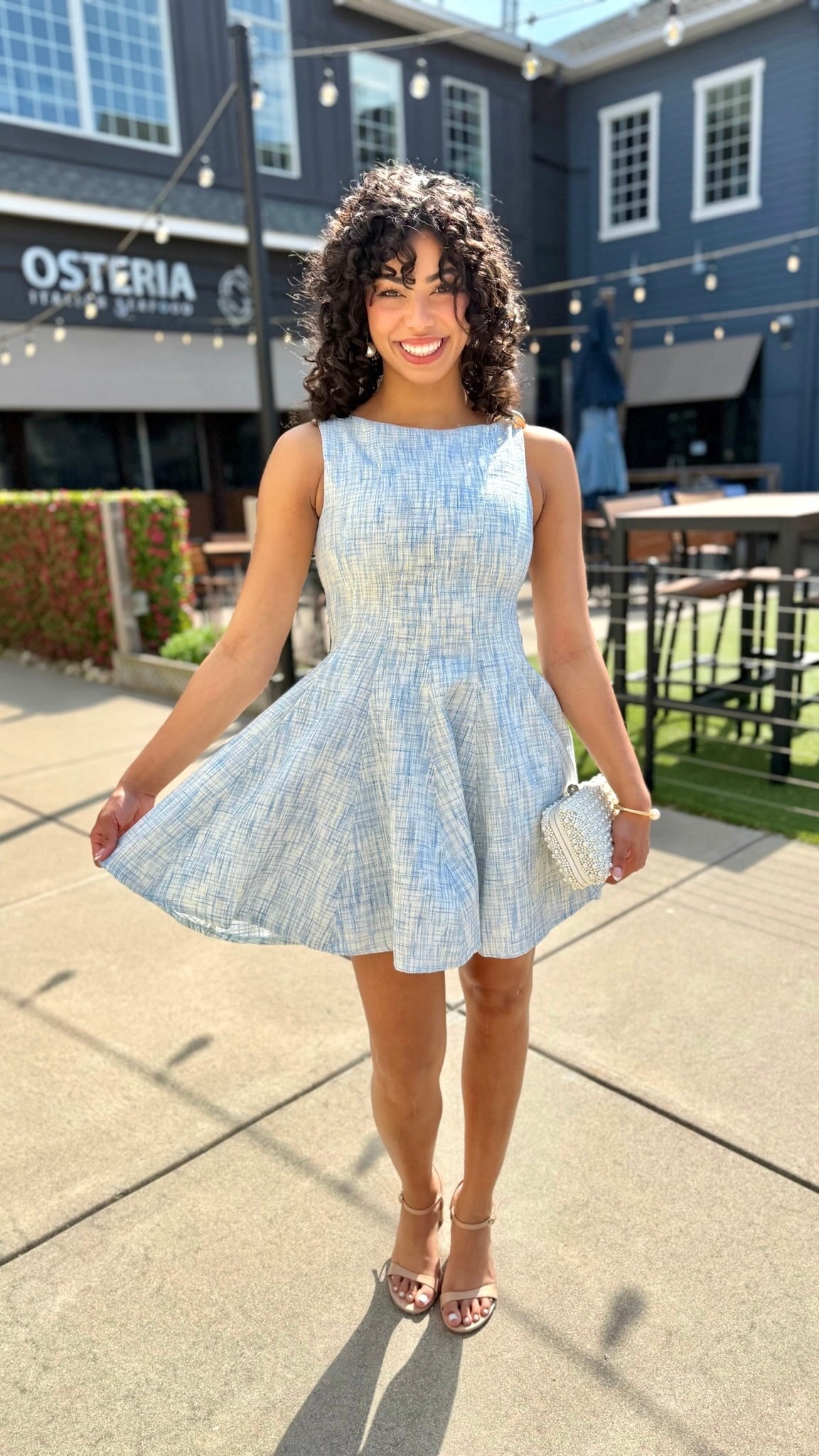 Katie Tweed Dress - Blue