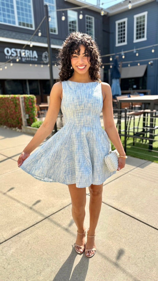 Katie Tweed Dress - Blue