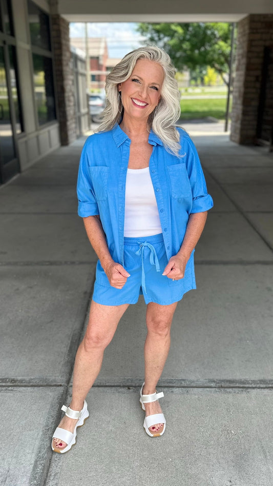 Bobi Dolman Button Up - Mykonos