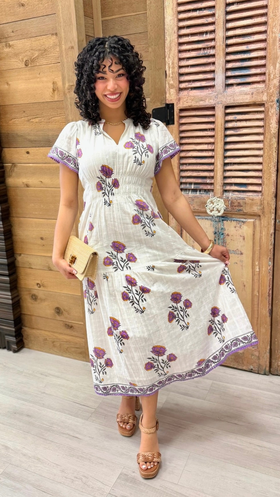 Uncle Frank Shirred Front Dress - White