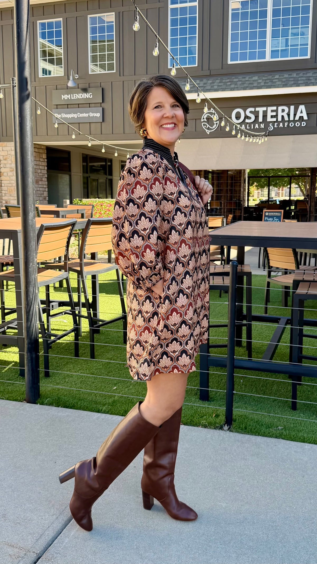 Black & Tan Print Dress