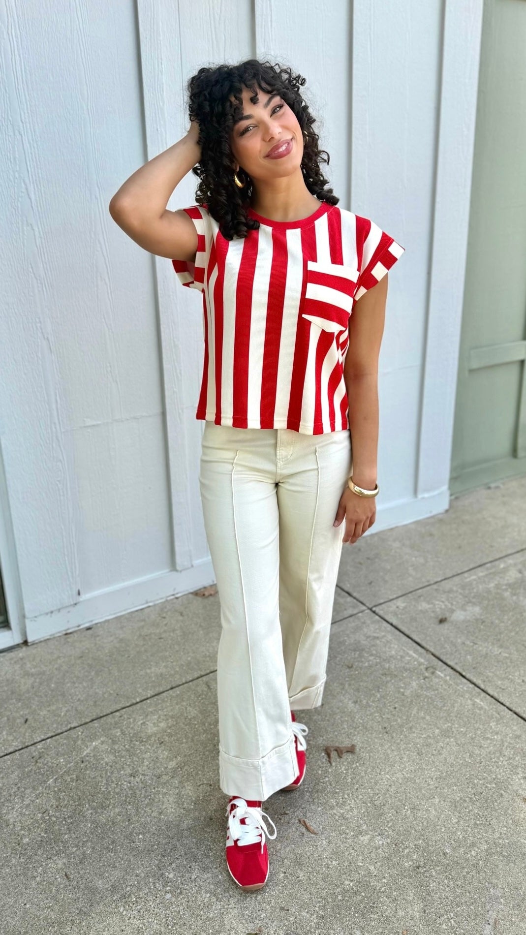Kara Stripe Top - Red & White