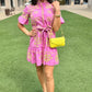 Uncle Frank Cross Stitched Dress - Pink