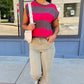Madelyn Sleeveless Stripe Sweater - Red & Brown