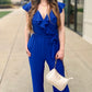 Maggy London Royal Ruffle Wrap Jumpsuit