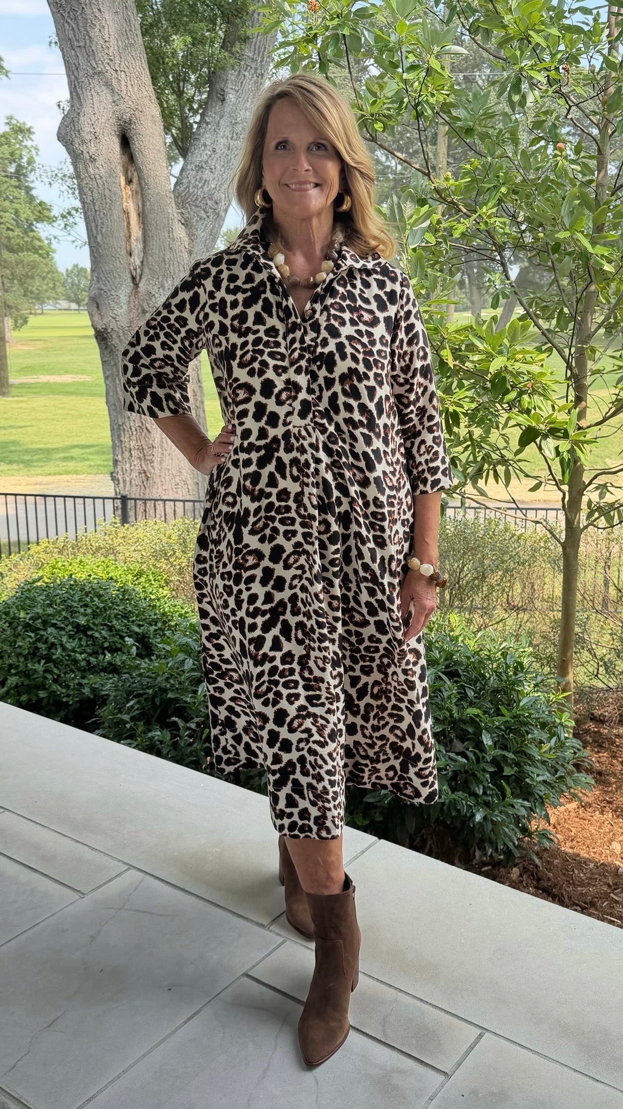 Uncle Frank Leopard Shift Shirt Dress