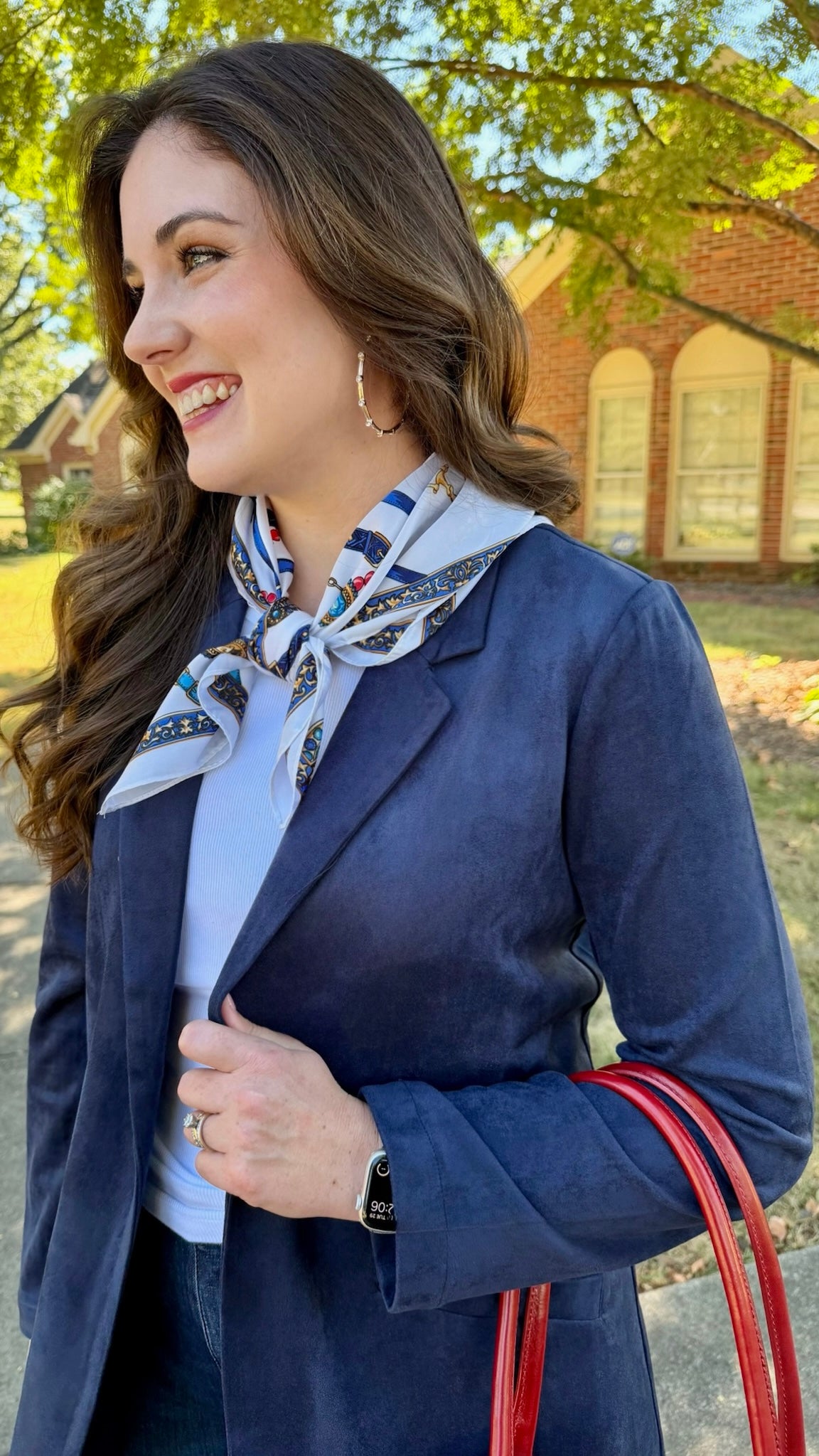 Navy Faux Suede Duster