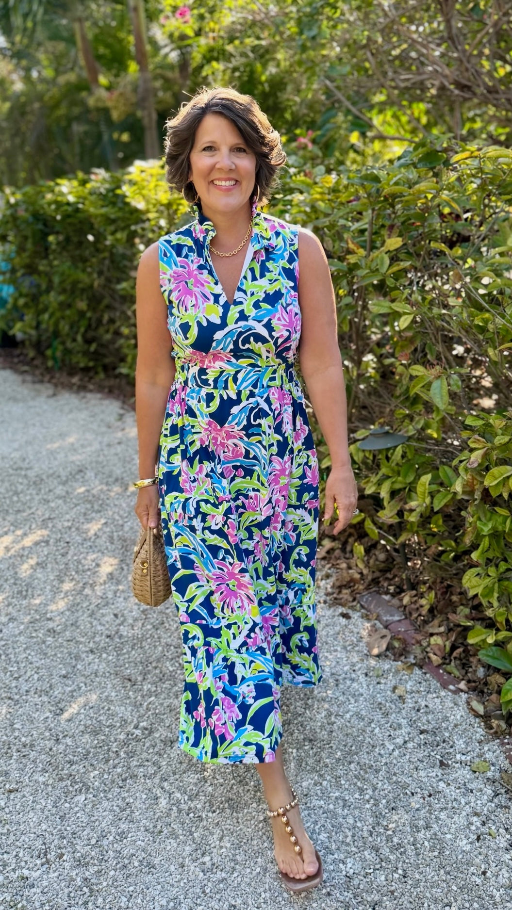 Tabi Floral Midi Dress - Navy